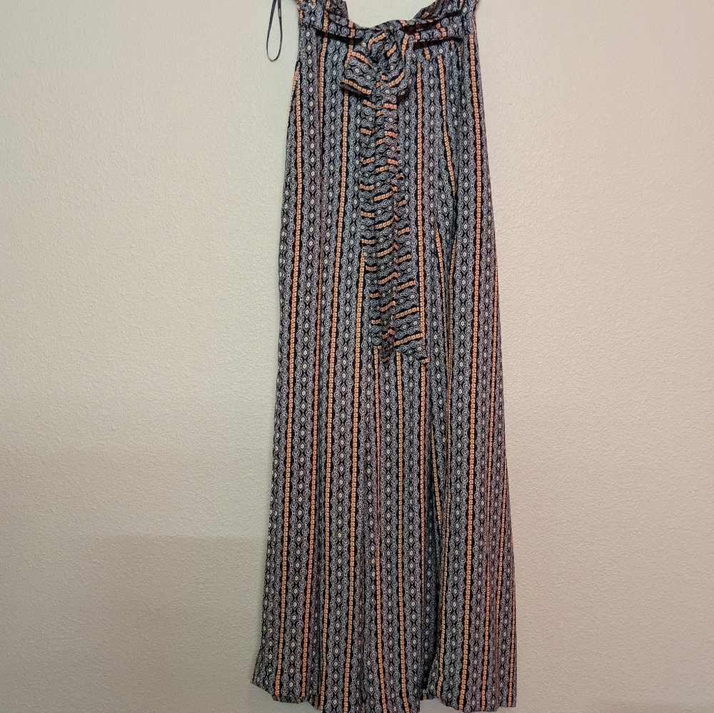 Gracia Striped Women's Long- Wide-Leg Black and Orange Goucho Pants Size Medium. - Picture 7 of 9
